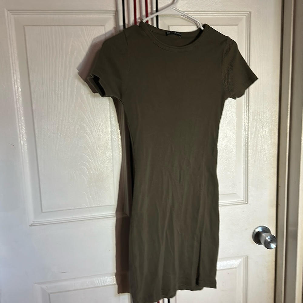Ribbed sweater dress, one size, in olive green